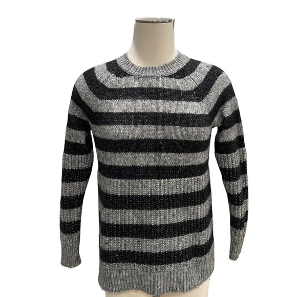 Banana Republic Striped Sweater Black/Gray S Warm Cozy Italian Yarn Winterwear - Picture 3 of 9